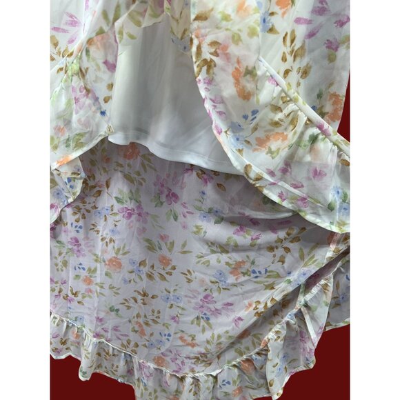 Rue 21 - Women's Summer Sleeveless High Low Hem Ruffle Floral Dress - White - M - Picture 12 of 16